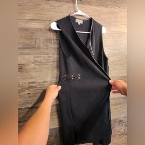 JM Collection Black Sleeveless Sweater with‎ Lace-Up Detail